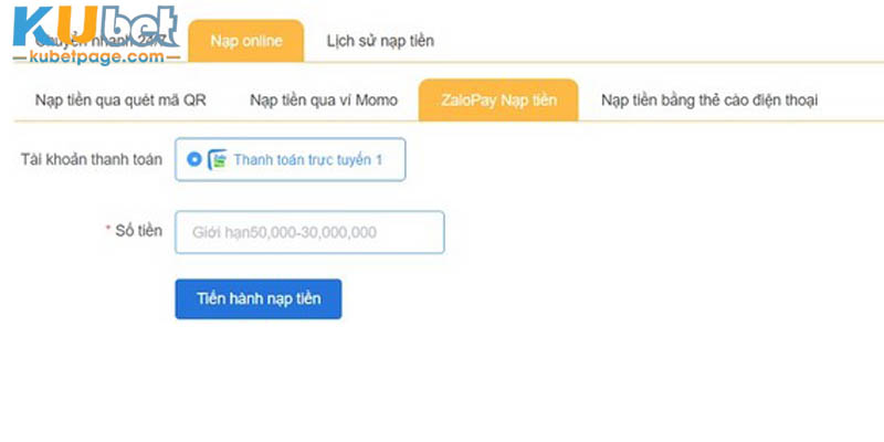 Câu hỏi trường xuất hiện trong quá trình nạp tiền tại Kubet